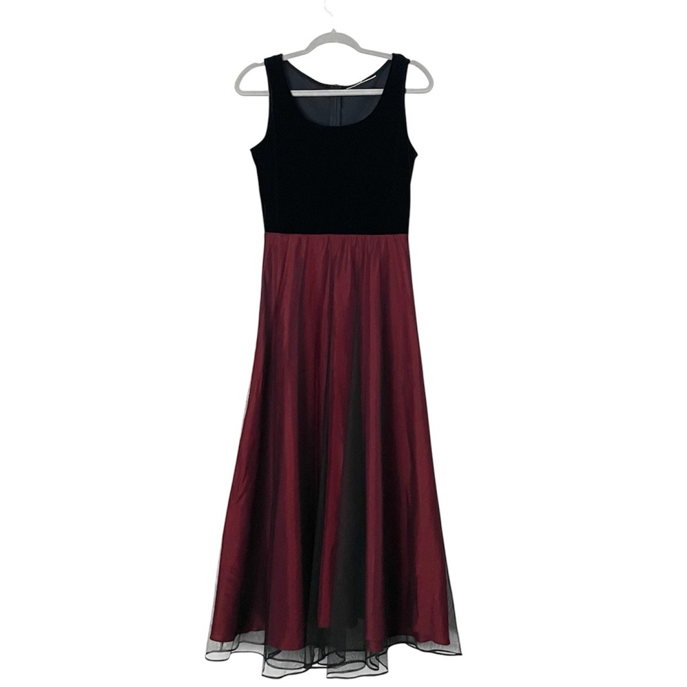 Vintage Velvet and Tulle Overlay Whimsygoth 90s Goth Maxi Dress Fits S/M